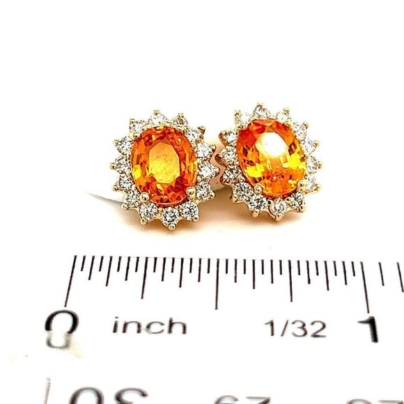 Natural Sapphire Diamond Stud Earrings 14k Gold 3.5 TCW Certified $5,950 211886 - Picture 5 of 13